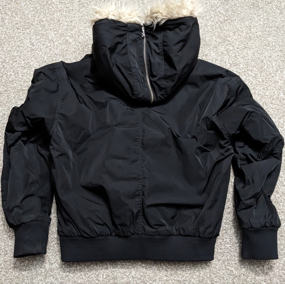 Wilfred Free quilted bomber winter jacket with fur lined hood black - Picture 16 of 16